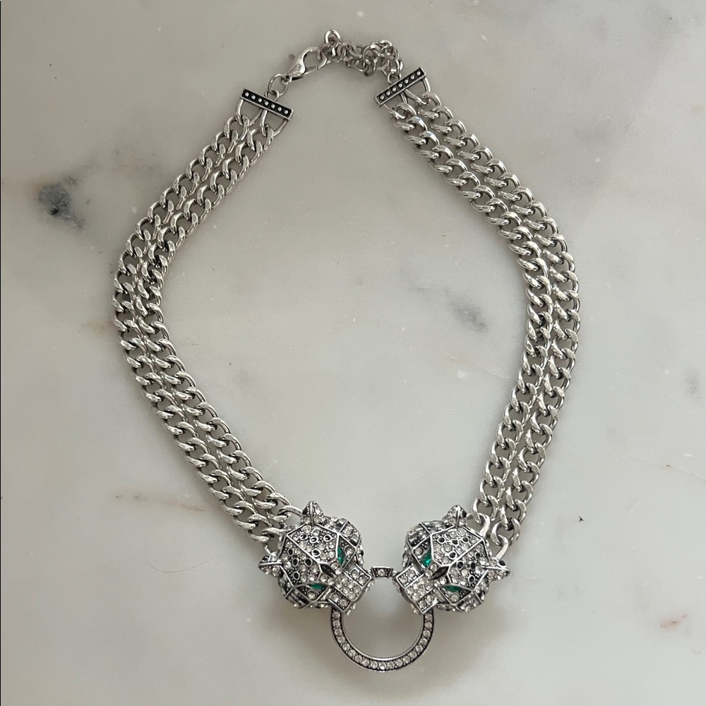 BaubleBar Silver Necklace with Crystal Embellishments